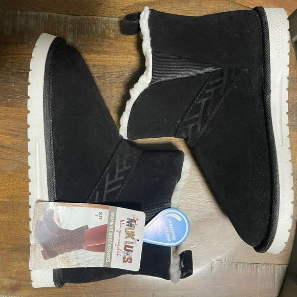 MUK LUKS Harleen Black Water Resistant Faux Sherpa Lined Winter Boots Women's 7 - Picture 6 of 7